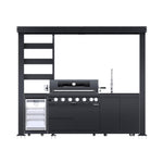 Castelle Flame Blaze 108-Inch 6-Burner 85K BTU Deluxe Stainless Steel Liquid Propane Outdoor Kitchen Grill Island with Wine Cooler, Rotisserie, Cabinets, and Granite Countertops