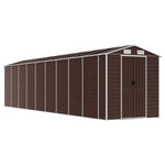 Brown Galvanised Steel Shed 191 x 810 x 198 cm with Ample Storage Space Ventilation Lockable Door for Garden Patio Tool Storage Lawn Mower