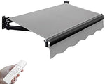 Retractable Awning Outdoor Electric Remote Control & Manual Crank Sunshade 3x1.5m Striped Patio Shelter UV Protection Weather Resistant