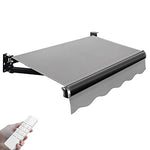 Outdoor Retractable Electric Patio Awning Sunshade Shelter with Remote Control & Manual Crank