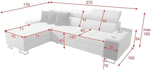 Andora Sofa Bed - Minos Corner Sofabed with Large Storage - Fabric Pull Out Double Sofa Bed Chaise Lounge Couch | Free Set Up | Built to Last (Right Left Facing Corner)