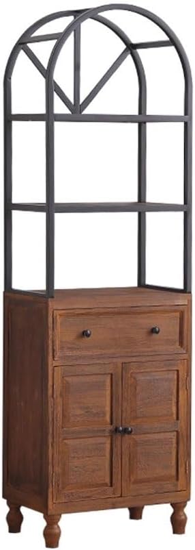 Book Shelf Open Bookcase Retro Living Room French Arched Shelf Home Solid Wood Floor Simple Bookshelf for Living Room, Home Office, Bedroom