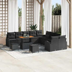 Garden Sofa Set 13 Pieces with Cushions in Beige and Cream, Polyrattan and Acacia Wood, Weatherproof Lounge Furniture for Patio and Balcony, with Storage Space and Comfortable Padding