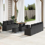 Garden Sofa Set 10-Piece Black Cream Poly Rattan with Cushions, Weatherproof Lounge Furniture for Balcony, Patio and Conservatory, Modular, Space-Saving, Cosy