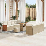 Garden Sofa Set 11 Pieces Grey Poly Rattan with Removable Cushions Weatherproof Lounge Outdoor Furniture for Garden Balcony Patio Modular Includes Table and Stool, Comfortable and Durable
