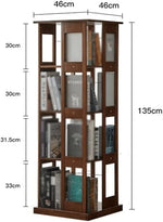 Solid Wood Bookshelf for Living Room Furniture Minimalist Household Floor Book Shelf Light Swivel Bookcase(D)