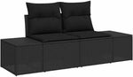Garden Sofa Set with Cushions, 12-Piece Black Poly Rattan, Weatherproof, Outdoor Lounge Furniture for Garden, Balcony, Patio with Storage Space and Polyester Filling, Modular, Easy Care