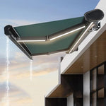 Outdoor Electric Retractable Awning with LED Lights - Deck, Balcony, Door & Window Sunshade, Weather Protection
