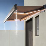 Outdoor Electric Retractable Awning with LED Lights - Deck, Balcony, Door & Window Sunshade, Weather Protection