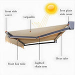 Outdoor Electric Retractable Awning with Lights, Premium Patio Canopy for Sun Shade Protection, Ideal for Courtyards and Businesses