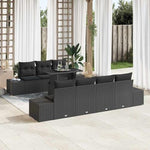Garden Sofa Set with Cushions 8-Piece Beige and Cream Polyrattan Lounge Furniture for Garden Patio Balcony Weatherproof and Waterproof with Height-Adjustable Table and Cosy Cushions