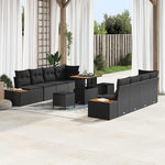 Garden Sofa Set Black Poly Rattan with Cushions 11 Pieces Weatherproof Lounge Furniture for Garden Balcony Patio with Storage Space and Sturdy Construction, Lightweight, Space-Saving, Cosy