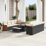 Garden Sofa Set 11 Pieces Grey Poly Rattan with Removable Cushions Weatherproof Lounge Outdoor Furniture for Garden Balcony Patio Modular Includes Table and Stool, Comfortable and Durable