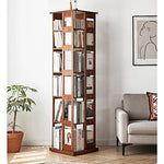 Solid Wood Bookshelf for Living Room Furniture Minimalist Household Floor Book Shelf Light Swivel Bookcase(D)