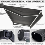 Outdoor Retractable Electric Awning, Waterproof Patio Canopy with LED Lights, Remote Control Sun Shade for Deck and Balcony - 3x1.5M