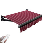 Outdoor Retractable Electric Patio Awning Sunshade Shelter with Remote Control & Manual Crank