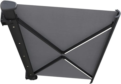 Automatic Electric Retractable Awning for Patio, Waterproof Outdoor Shade with LED Light, Motorized Canopy for Yard Porch Balcony 2x1.5m