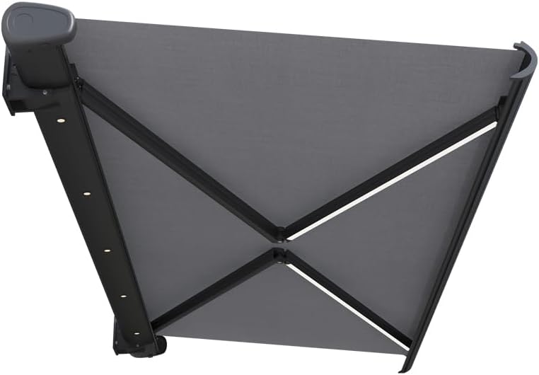 Automatic Electric Retractable Awning for Patio, Waterproof Outdoor Shade with LED Light, Motorized Canopy for Yard Porch Balcony 2x1.5m