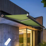 Outdoor Motorized Electric Retractable Patio Awning with LED Lights Smart Mobile App Control Full Cassette Sunshade Canopy for Windows & Doors