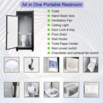 42-Inch One-Person Portable Outdoor Toilet Cabin with Light, Sink, and Vent Fan