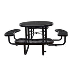 Large 46-Inch Heavy-Duty Round Outdoor Steel Picnic Table With Umbrella Hole