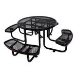 Large 46-Inch Heavy-Duty Round Outdoor Steel Picnic Table With Umbrella Hole