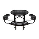 Large 46-Inch Heavy-Duty Round Outdoor Steel Picnic Table With Umbrella Hole