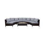 Alora Premium 5-Piece All-Weather Half-Moon Outdoor Rattan Wicker Patio Sectional Sofa Furniture Set With Tempered Glass Table