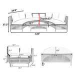 Alora Premium 5-Piece All-Weather Half-Moon Outdoor Rattan Wicker Patio Sectional Sofa Furniture Set With Tempered Glass Table