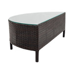 Alora Premium 5-Piece All-Weather Half-Moon Outdoor Rattan Wicker Patio Sectional Sofa Furniture Set With Tempered Glass Table