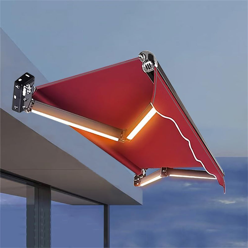 Outdoor Retractable Electric Patio Awning with LED Lights, 3x1.5m Sun Shade Canopy for Garden Balcony Door & Backyard Relaxation