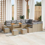 Garden Sofa Set with Cushions, 12-Piece Black Poly Rattan, Weatherproof, Outdoor Lounge Furniture for Garden, Balcony, Patio with Storage Space and Polyester Filling, Modular, Easy Care