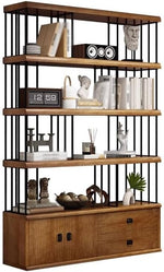 Book Shelf Open Bookcase Home Multi-layer Solid Wood Bookcase Living Room Integrated Whole Wall Storage Bookshelf Floor Cabinet for Living Room, Home Office, Bedroom(S:140CM*35CM*200CM)