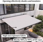 Outdoor Motorized Electric Retractable Patio Awning with LED Lights Smart Mobile App Control Full Cassette Sunshade Canopy for Windows & Doors