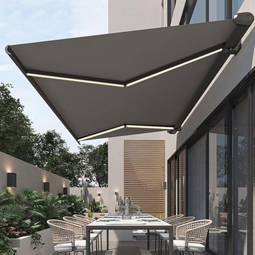 Electric Retractable Patio Awning, UV Water-Resistant Garden Shade Canopy Outdoor Sun Shelter for Deck