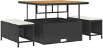Garden Sofa Set 12 Pieces with Cushions in Black and Cream, Weatherproof Poly Rattan Lounge Furniture for Patio and Balcony, Modular Corner Couch with Storage Space, Comfortable Outdoor Wooden