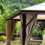 Patio Gazebo Hardtop with Polycarbonate Roof, Canopy Party Tent Outdoor Shelter with Mesh Curtains & Side Walls