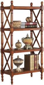 Book Shelf Open Bookcase Country Retro Solid Wood Bookshelf European Style Entrance Floor Shelf Storage Rack for Living Room, Home Office, Bedroom
