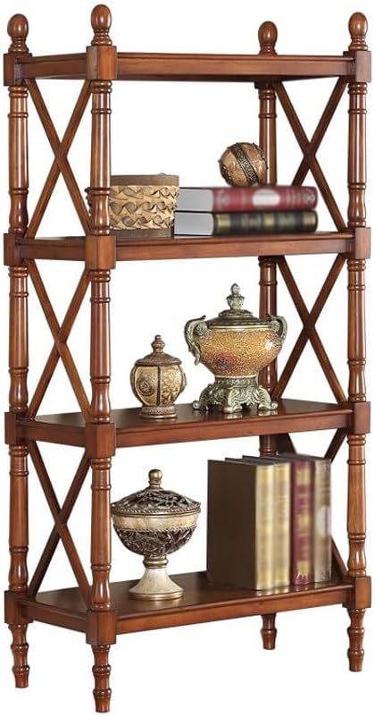 Book Shelf Open Bookcase Country Retro Solid Wood Bookshelf European Style Entrance Floor Shelf Storage Rack for Living Room, Home Office, Bedroom