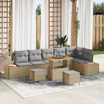 Garden Sofa Set Black Poly Rattan with Cushions 10 Pieces for Garden Balcony Patio Weatherproof Lounge Furniture with Storage Space Comfortable Upholstery Modular Ideal for Outdoor and