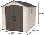 Lifetime 60282 Heavy Duty Garden Storage Shed, 7 x 12 ft (213 x 366 cm), High-Density Polyethylene (HDPE), Steel-Reinforced Apex Roof, Tan