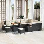Garden Sofa Set with Cushions, 12-Piece Black Poly Rattan, Weatherproof, Outdoor Lounge Furniture for Garden, Balcony, Patio with Storage Space and Polyester Filling, Modular, Easy Care