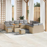 Garden Sofa Set Grey Poly Rattan with 13 Pieces, Weatherproof Outdoor Lounge Furniture for Garden, Patio, Balcony, Modular with Storage Space, Comfortable Cushions and Cushions