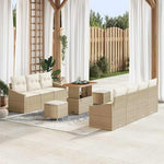 Garden Sofa Set 10-Piece Black Cream Poly Rattan with Cushions, Weatherproof Lounge Furniture for Balcony, Patio and Conservatory, Modular, Space-Saving, Cosy
