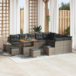 Garden Sofa Set with Cushions, 12-Piece Black Poly Rattan, Weatherproof, Outdoor Lounge Furniture for Garden, Balcony, Patio with Storage Space and Polyester Filling, Modular, Easy Care