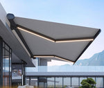 Outdoor Retractable Electric Awning with LED Lights, Remote Control, UV and Water Resistant for Outdoor Shade