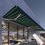 Waterproof Motorized Retractable Patio Awning with LED Lights, Commercial Grade Sunshade Shelter, 2x1.5M Gray Deck Canopy for Windows, Doors & Balconies