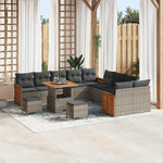 Garden Sofa Set Poly Rattan with Cushion Beige Light Grey 17-Piece Weatherproof Outdoor Lounge Furniture for Garden Balcony Patio Flexible Corner Couch with Aluminium Frame and Cosy Cushions