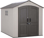 Lifetime 60282 Heavy Duty Garden Storage Shed, 7 x 12 ft (213 x 366 cm), High-Density Polyethylene (HDPE), Steel-Reinforced Apex Roof, Tan
