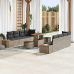 Garden Sofa Set Black Poly Rattan with Cushions 11 Pieces Weatherproof Lounge Furniture for Garden Balcony Patio with Storage Space and Sturdy Construction, Lightweight, Space-Saving, Cosy